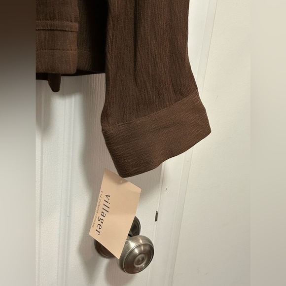 Women’s 16 villager by Liz Claiborne blouse NWT brown collared shirt - Picture 7 of 12